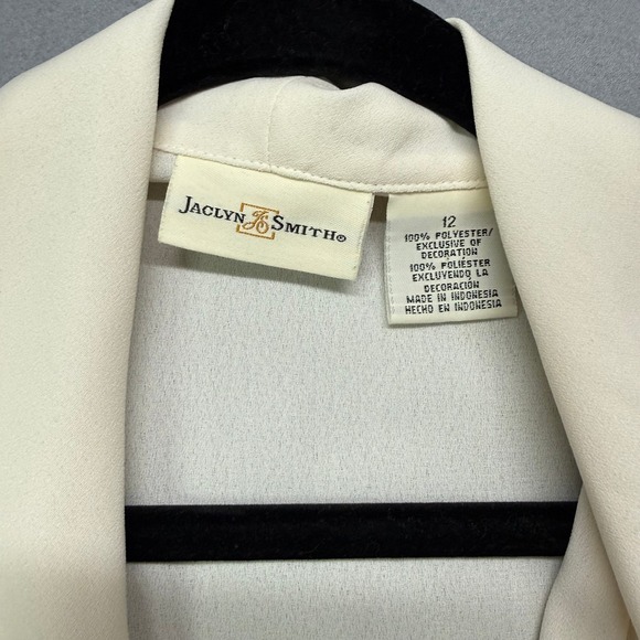 Jaclyn Smith Bow Blouse with Embroidered Detail Sz12 Old Money Preppy Vintage - Picture 3 of 8